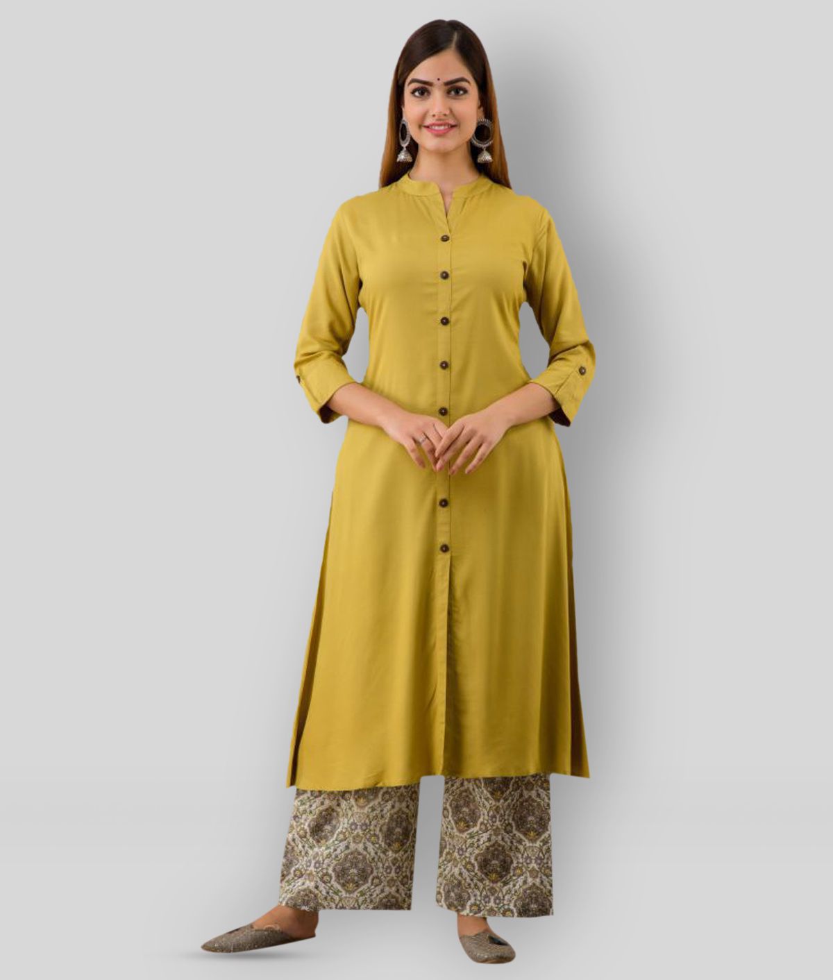     			MAUKA - Green Front Slit Rayon Women's Stitched Salwar Suit ( Pack of 1 )