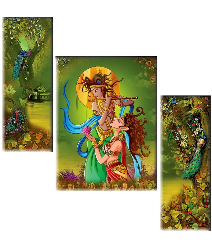     			Saf Radha krishna Set of 3 modern art MDF Painting Without Frame