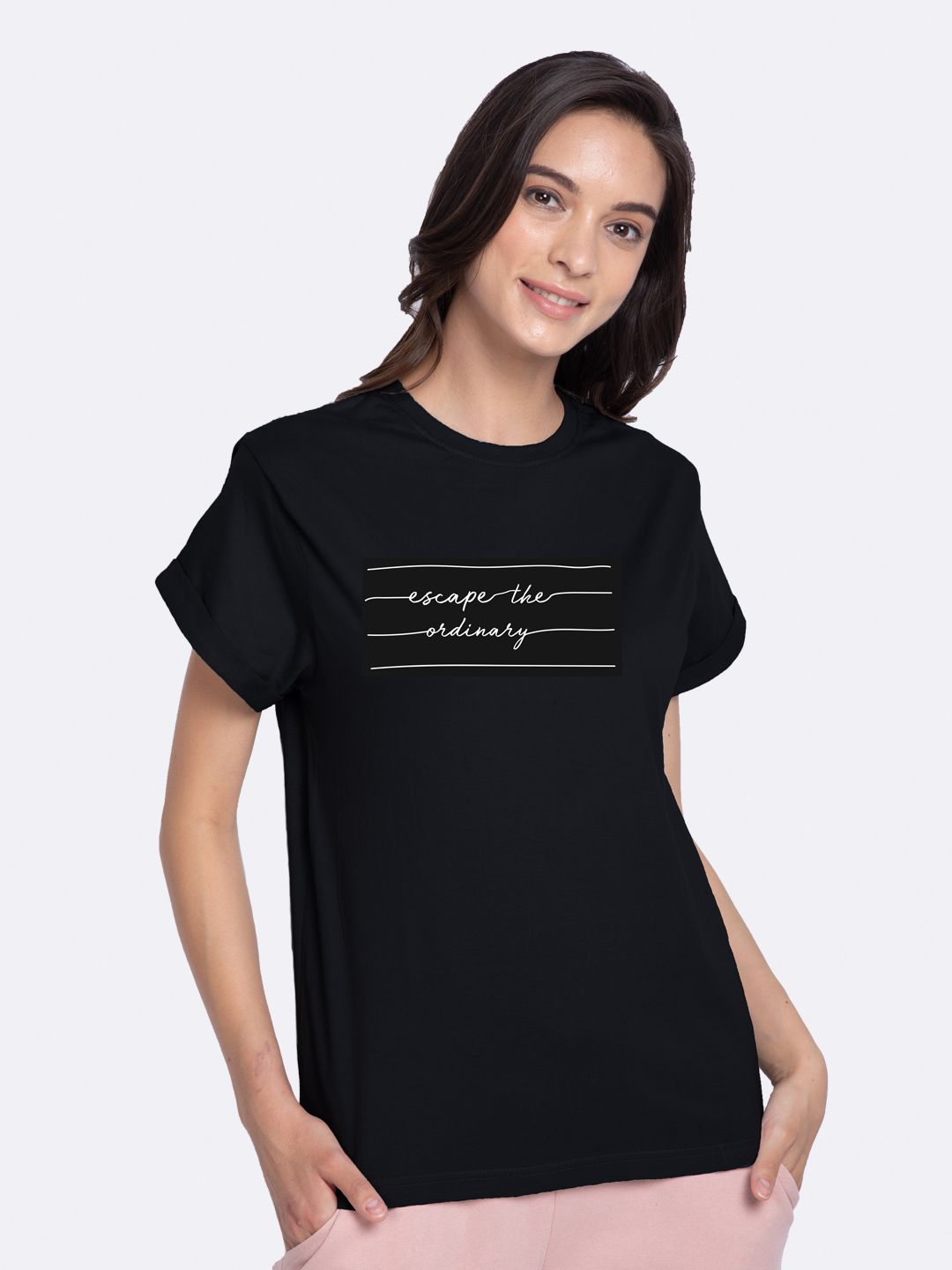     			Bewakoof - 100% Cotton Regular Black Women's T-Shirt ( Pack of 1 )