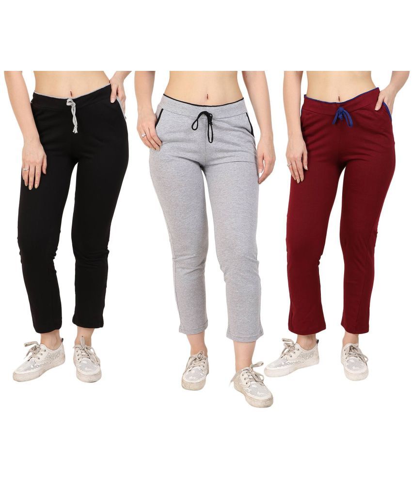     			Diaz - 100% Cotton Multicolor Women's Running Trackpants ( Pack of 3 )