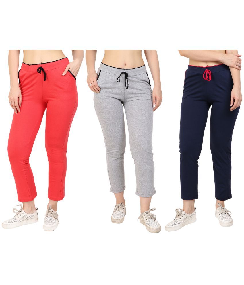     			Diaz - 100% Cotton Multicolor Women's Running Trackpants ( Pack of 3 )