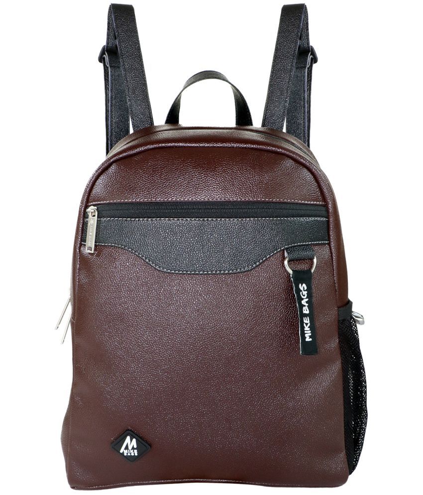     			MIKE 13 Ltrs Brown Leather College Bag