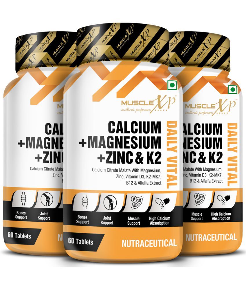 MuscleXP Calcium + Magnesium + Zinc & K2-MK7 Daily Vital with Alfalfa ...