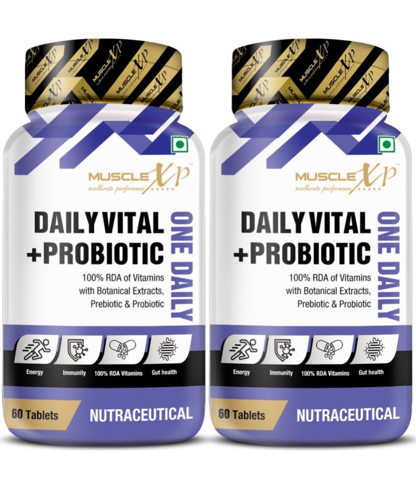     			MuscleXP Daily Vital + Probiotic One Daily, 100% RDA Of Vitamins With Botanical Extracts, Prebiotic & Probiotic, 60 Tablets (Pack of 2)