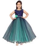 Aarika Polyester Gown For Girls ( Pack of 1 , Green & Blue )