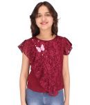 Cutecumber Pack of 1 Girls Polyester Blend Top ( Maroon )