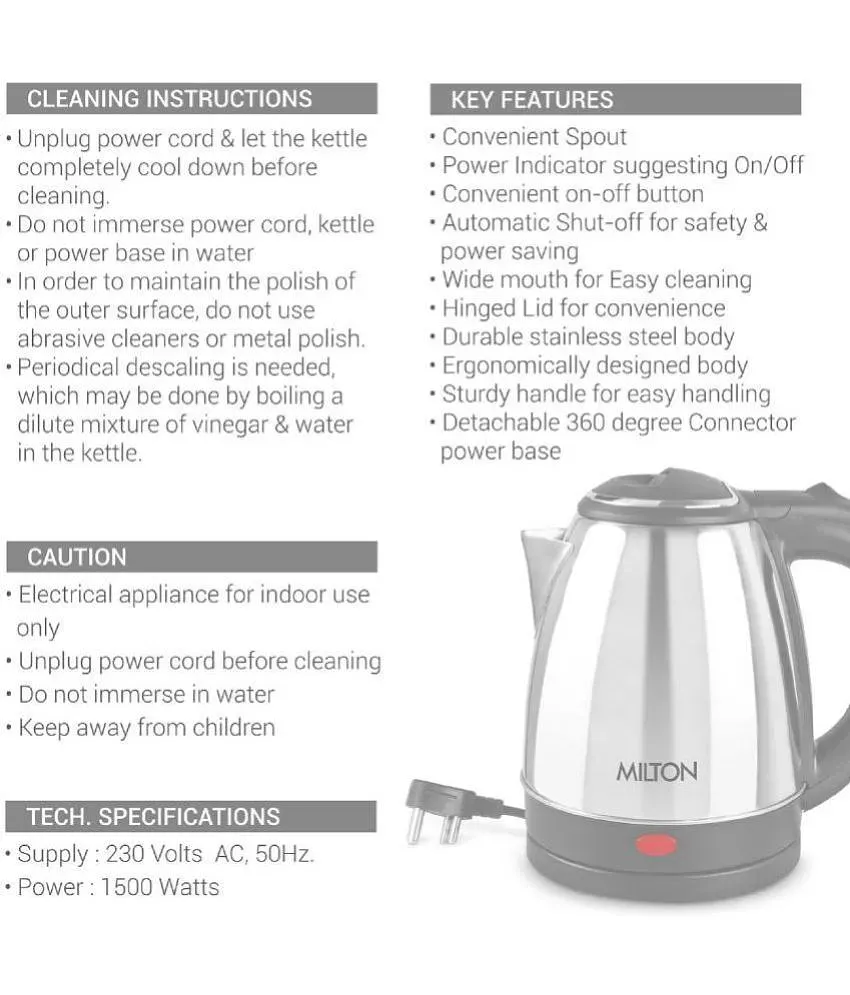 Scarlett Electric Kettle 2.0 Litre Design for Hot Water, Tea, Coffee, Milk  & etc Black