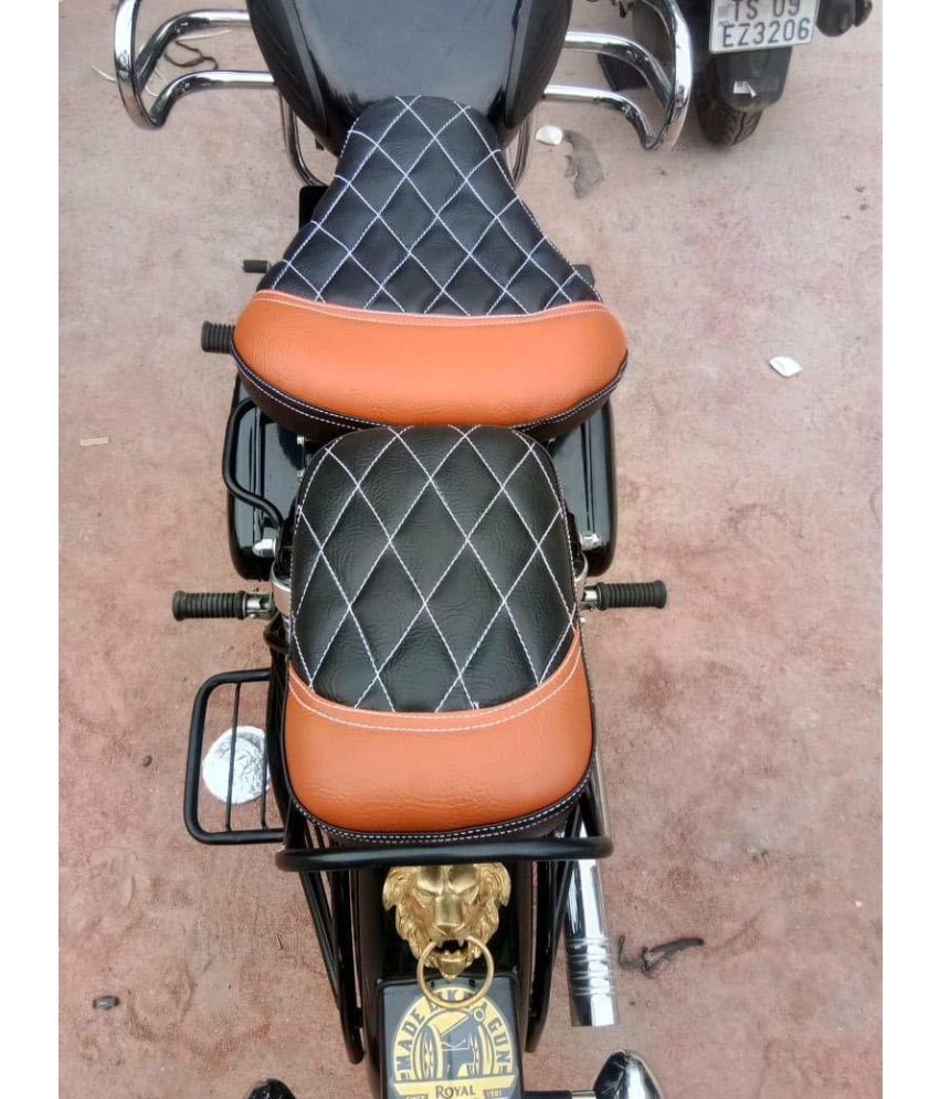     			AHL MOTORS Seat Cover Fancy Check Tan & Black For Royal Enfield Classic , Classic Chrome , Classic Desert