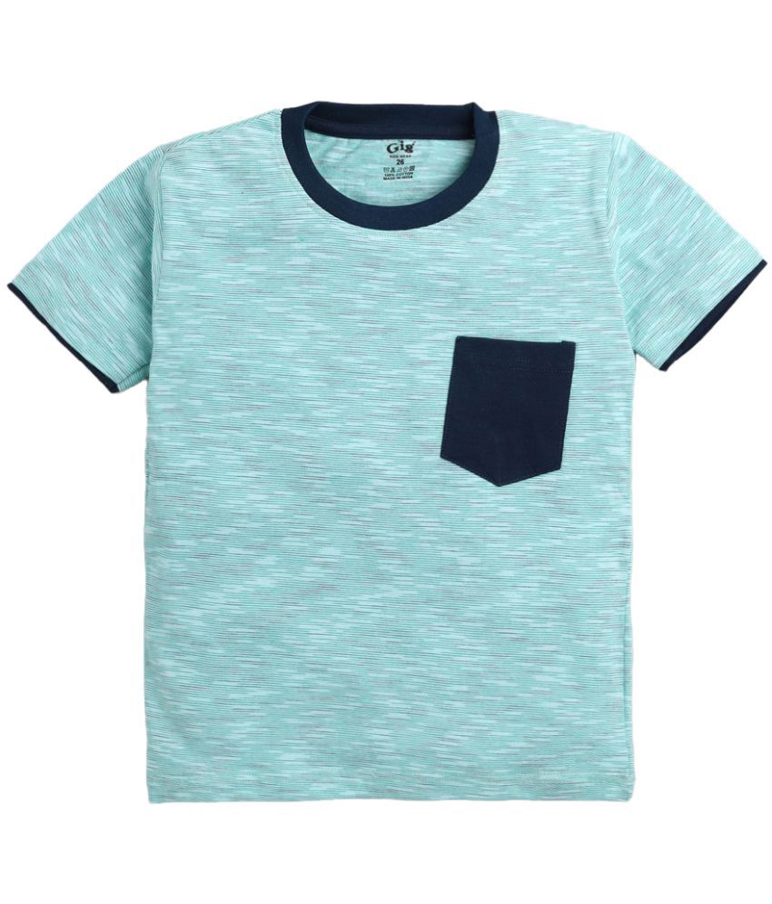 Hopscotch Boys Cotton Cooured Short Sleeves T-Shirt in Green Color For Ages 6-8 Years (GII-3643970)
