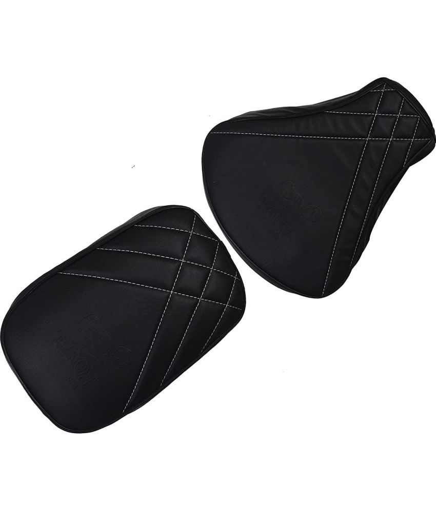     			AHL MOTORS Bullet Comfort Black Seat Cover with Tank Cover +Back Rest Foam Combo Set for Royal Enfield Classic 350/500cc