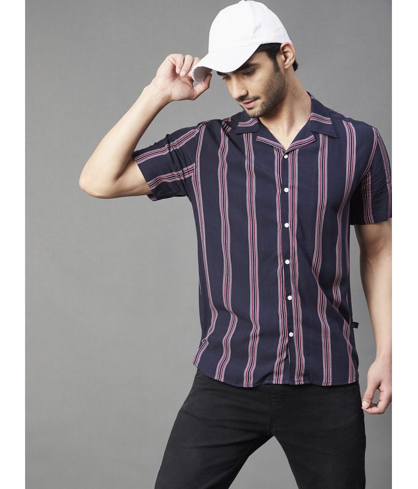     			Rigo - Rayon Slim Fit Navy Men's Casual Shirt ( Pack of 1 )