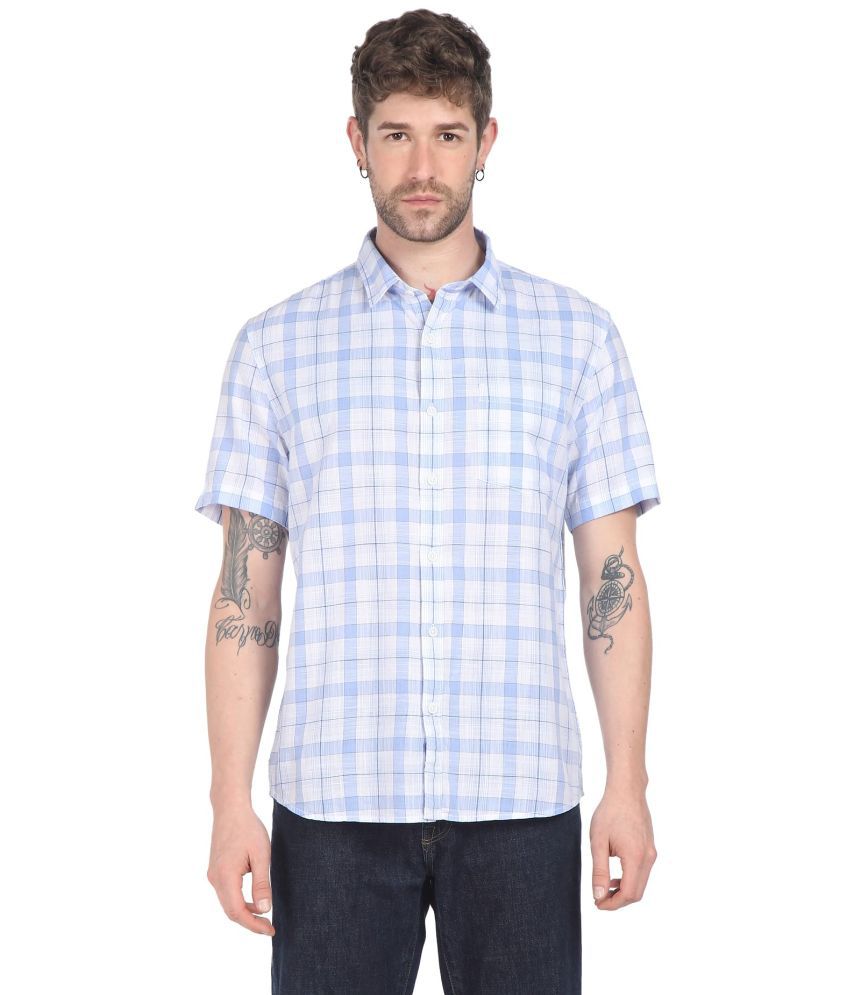 Ruggers - 100 Percent Cotton Regular Fit Blue Men's Casual Shirt ( Pack of 1 )