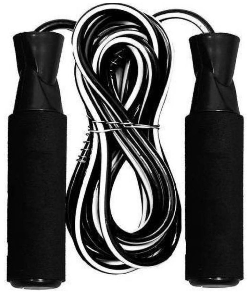 FITMonkey - Foam handle Gym Fitness Skipping Rope with Ball Bearing (Venom Black)