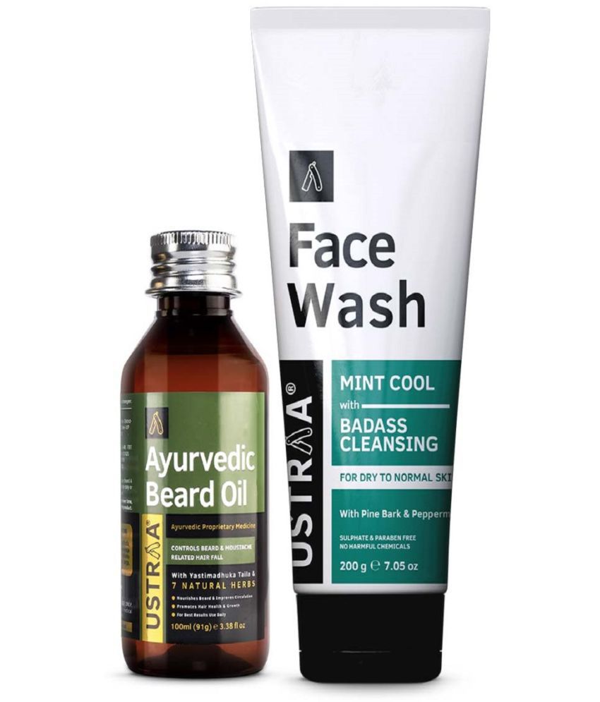     			Ustraa Ayurvedic Beard Growth Oil -100ml & Face Wash Dry Skin - 200g