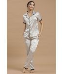 Clovia Satin Nightsuit Sets - White