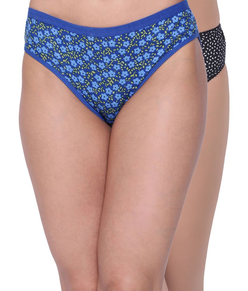     			Clovia Pack of 2 Cotton Printed Women's Briefs ( Blue )