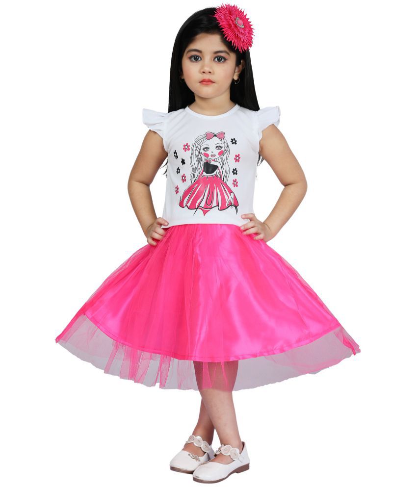     			M.MONGELADRESSES - Cotton Blend Pink Girls A-line Dress ( Pack of 1 )
