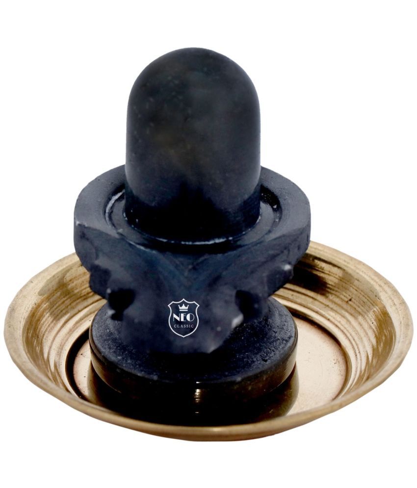     			Shivling Black Marble 3" With Plate Brass Naag No. 2