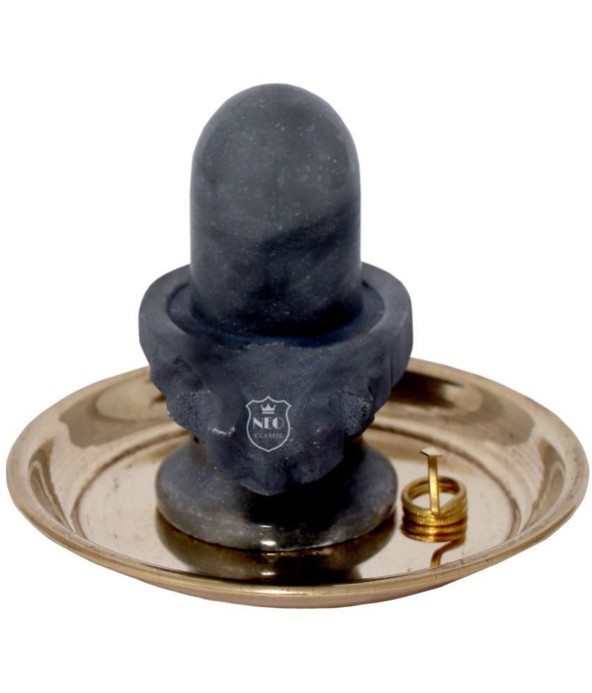     			Shivling Black Marble 3" With Plate Brass Naag No. 2