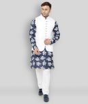 Hangup - Blue Cotton Blend Regular Fit Men's Kurta Pyjama Set ( Pack of 1 )