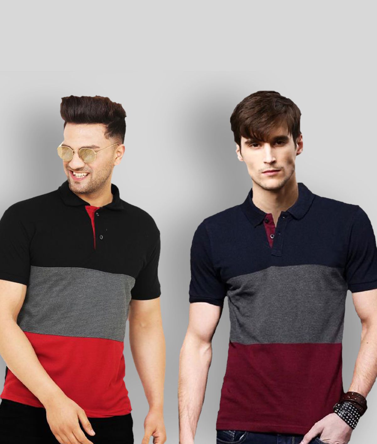     			Leotude - Multicolor Cotton Blend Regular Fit Men's Polo T Shirt ( Pack of 2 )