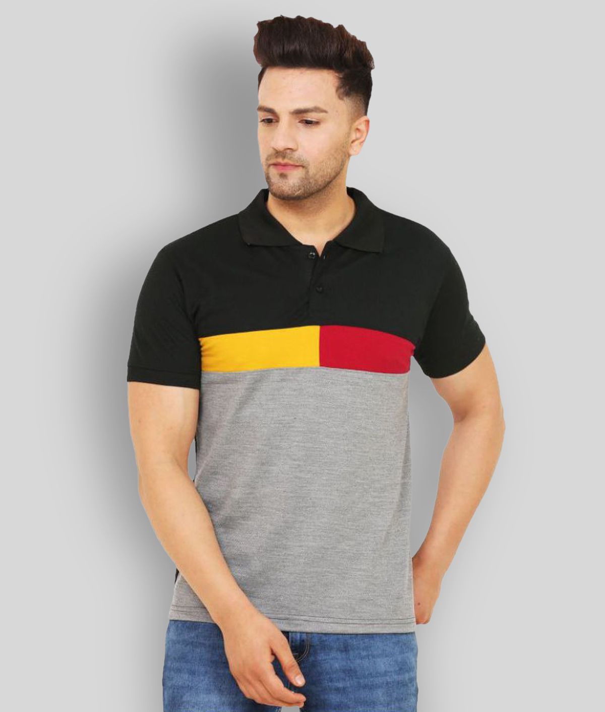     			Leotude - Grey Cotton Blend Regular Fit Men's Polo T Shirt ( Pack of 1 )