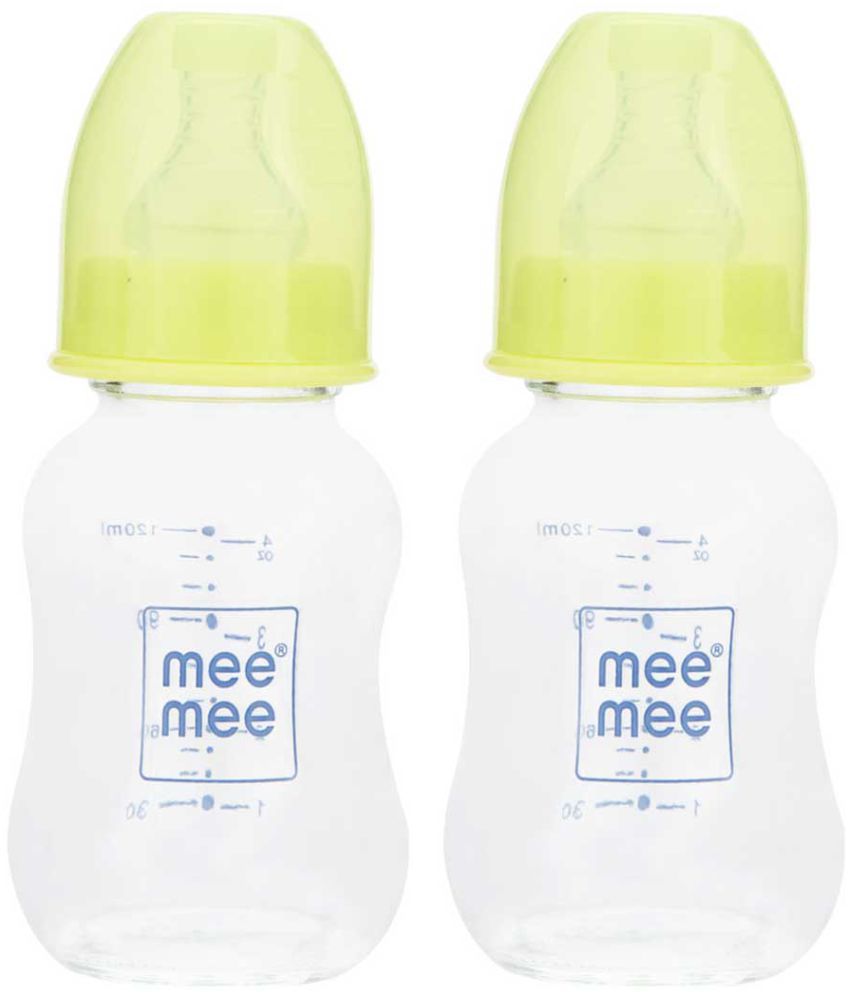     			Mee Mee Premium Glass Feeding Bottle (Blue, Pack of 2) (120 ml)