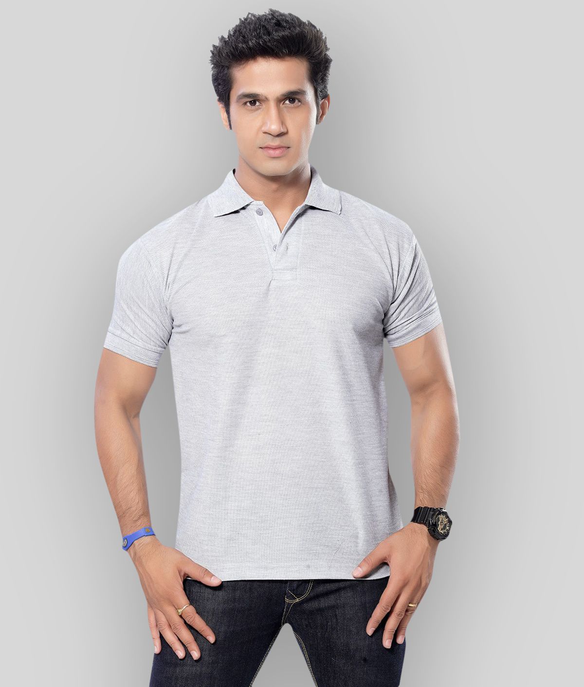     			in365 - Grey Cotton Blend Regular Fit Men's Polo T Shirt ( Pack of 1 )