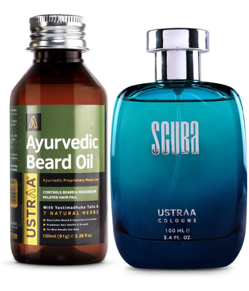     			Ustraa Ayurvedic Beard Growth Oil -100ml & Cologne Scuba - 100ml-Perfume for Men