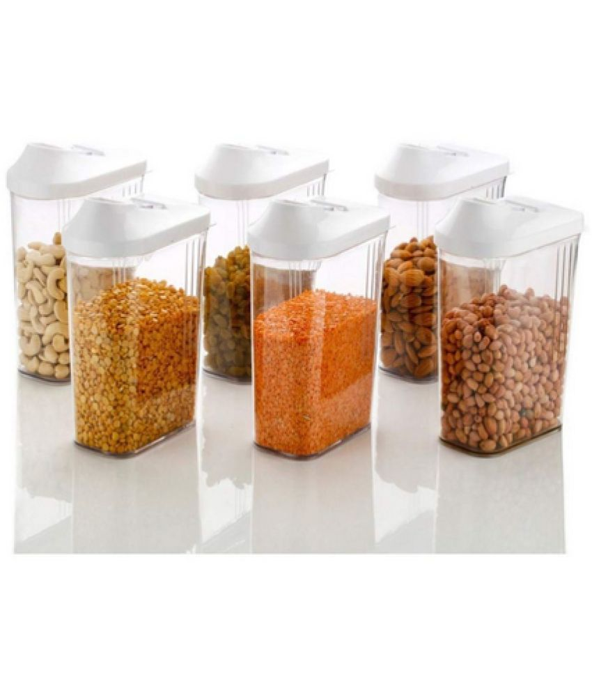     			VARKAUS - Glass White Dal Container ( Pack of 6 )