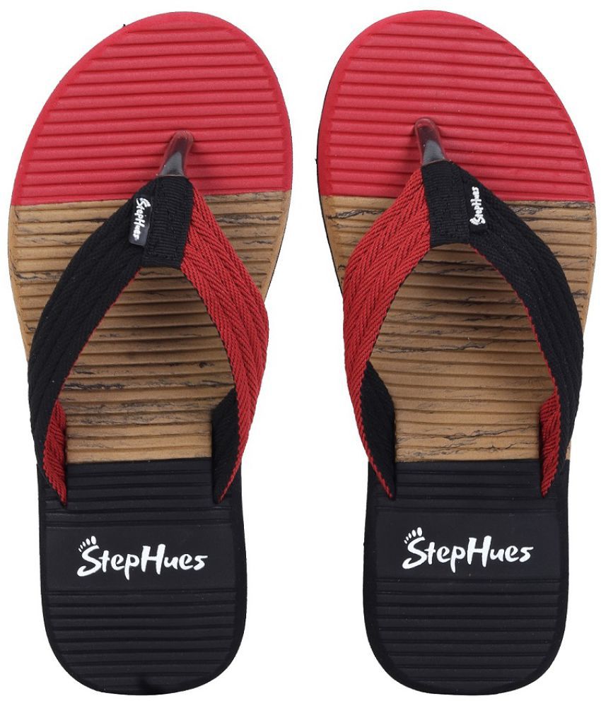     			StepHues - Red Rubber Thong Flip Flop
