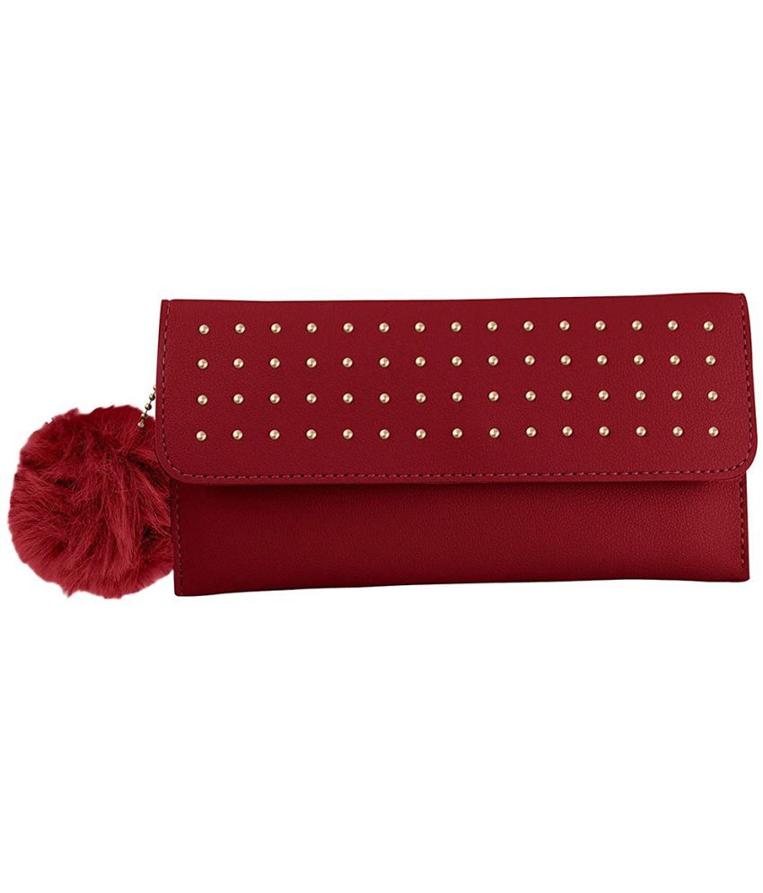     			TAP FASHION - Red Pure Leather Box Clutch