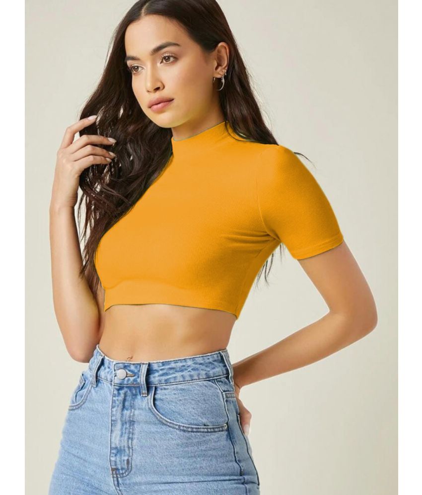     			Dream Beauty Fashion - Yellow Polyester Women's Crop Top ( Pack of 1 )