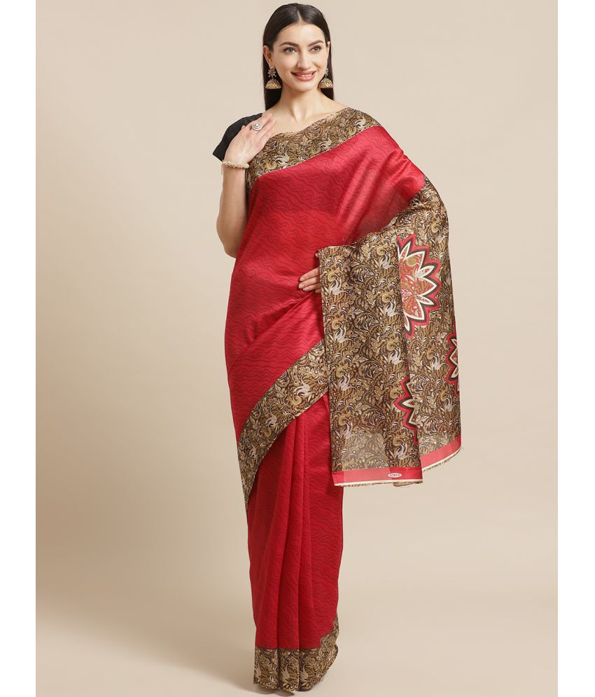     			Grubstaker - Red Art Silk Saree With Blouse Piece ( Pack of 1 )