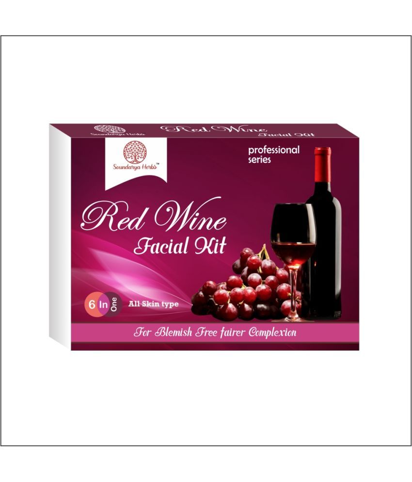 SOUNDARYA HERBS RED WINE FACIAL KIT 140GM Natural Glow Facial Kit For