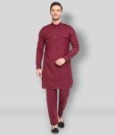 Hangup - Maroon Linen Regular Fit Men's Pathani Suit ( Pack of 2 )