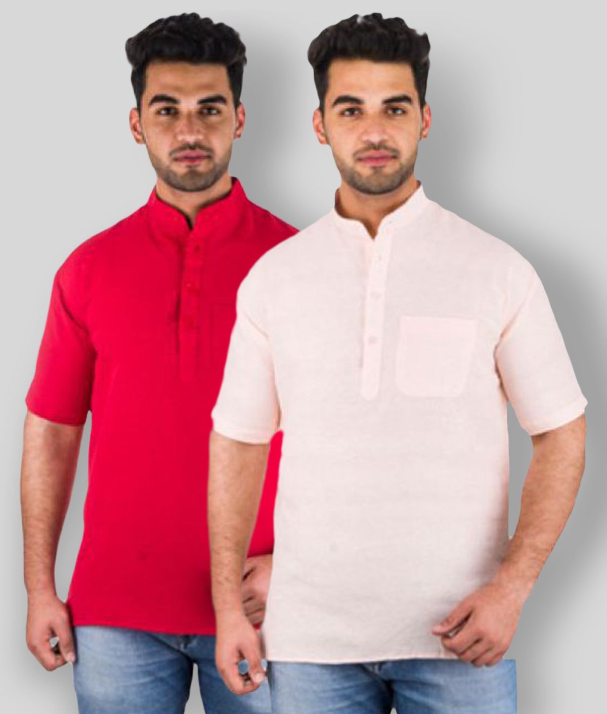     			DESHBANDHU DBK - Multicolor Cotton Men's Shirt Style Kurta ( Pack of 2 )