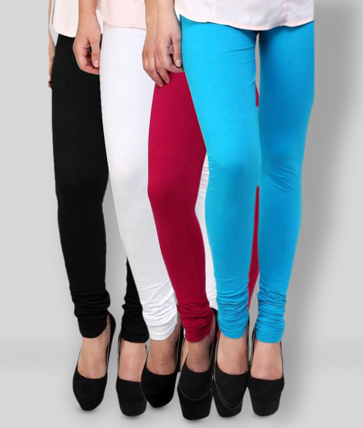     			FnMe - Multicolor Cotton Blend Women's Leggings ( Pack of 4 )