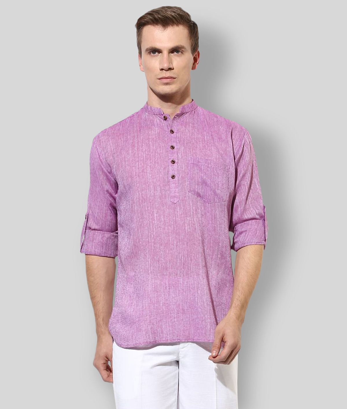     			Hangup - Purple Linen Men's Regular Kurta ( Pack of 1 )