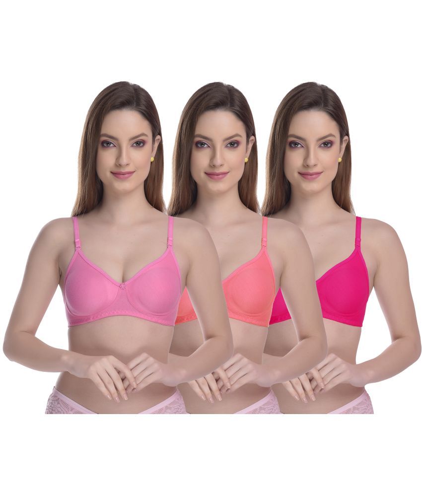     			Madam Pack of 3 Cotton Blend Lightly Padded Women's Everyday Bra ( Multicolor )