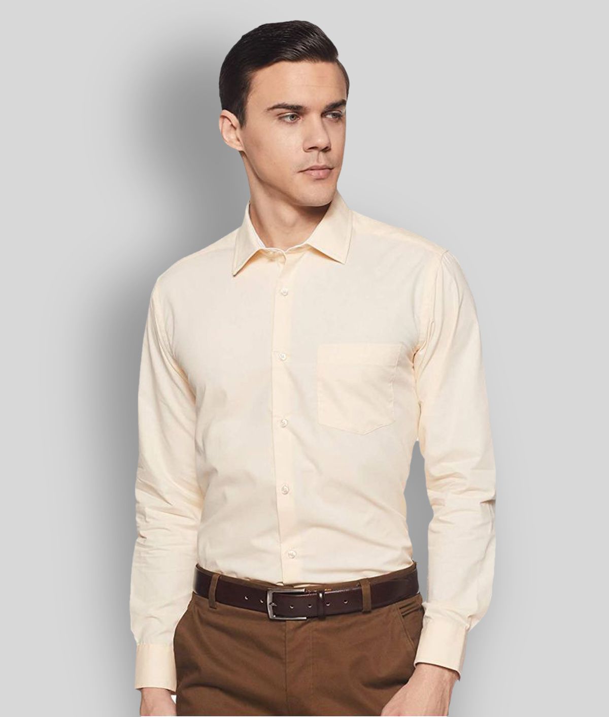     			Makhanchor - Beige Cotton Slim Fit Men's Formal Shirt (Pack of 1)