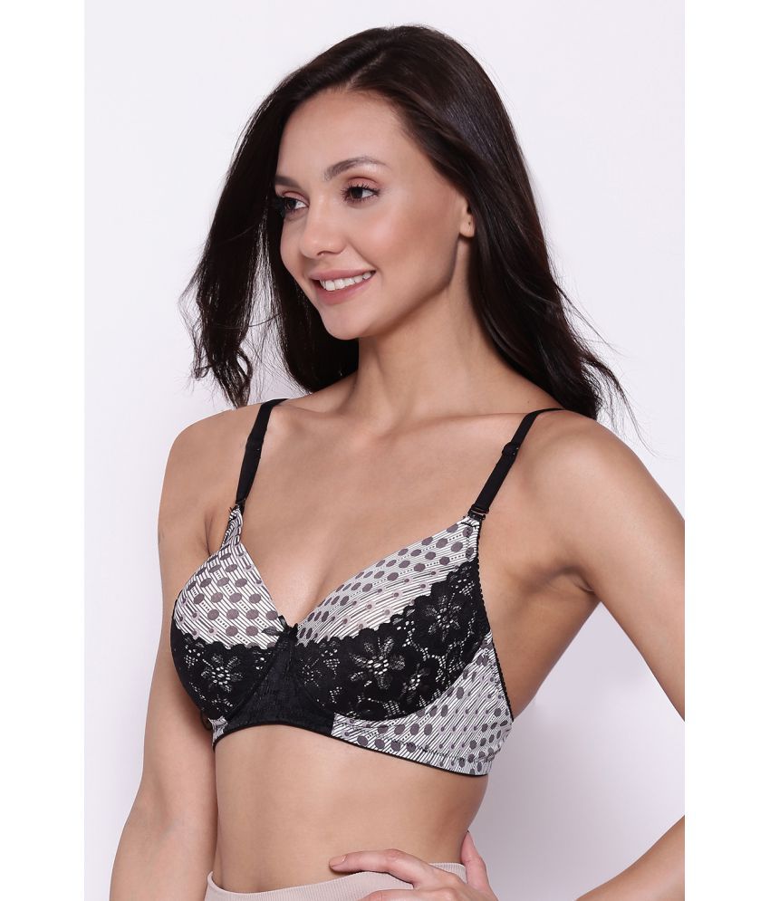     			Clovia - Lace Printed Black Women's Lightly Padded ( Pack of 1 )