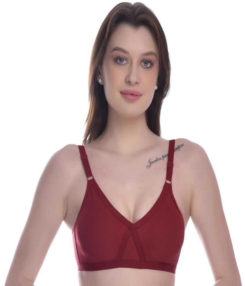     			Elina 100% Cotton Non Padded Women's T-Shirt Bra ( Maroon )