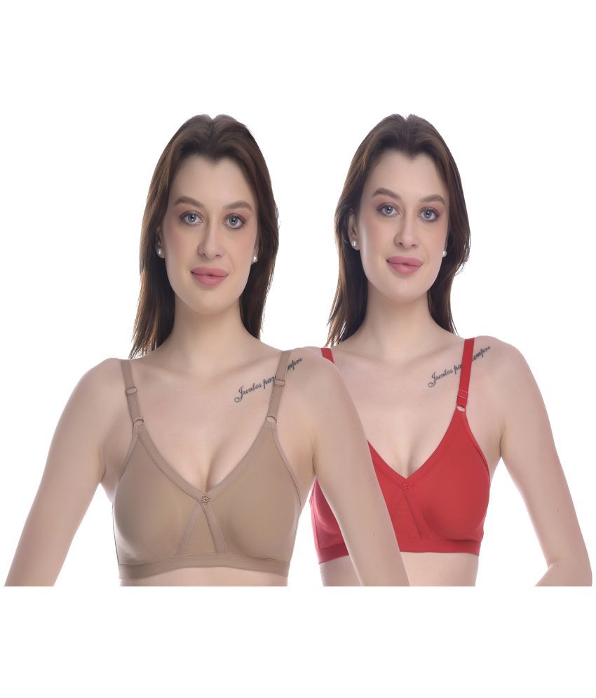     			Elina Pack of 2 100% Cotton Non Padded Women's T-Shirt Bra ( Multicolor )