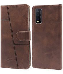 NBOX - Brown Flip Cover Compatible For Vivo Y12s ( Pack of 1 )