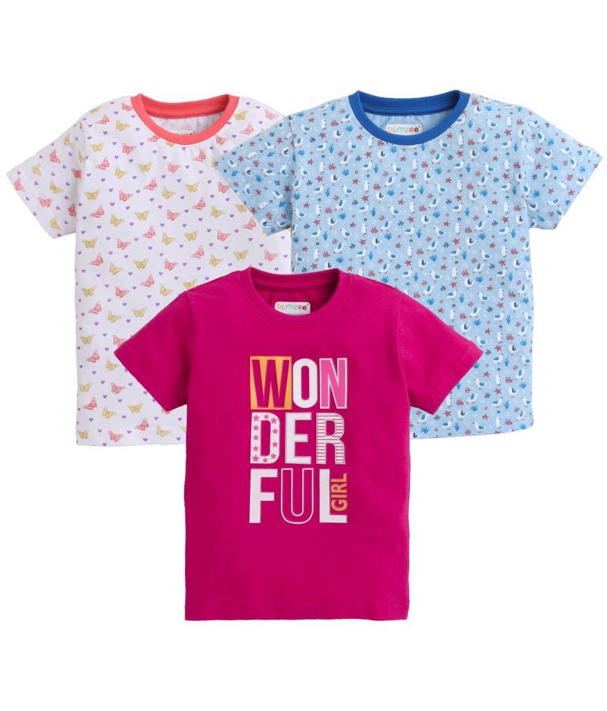     			BUMZEE - Blue T-Shirt For Baby Girl ( Pack of 3 )