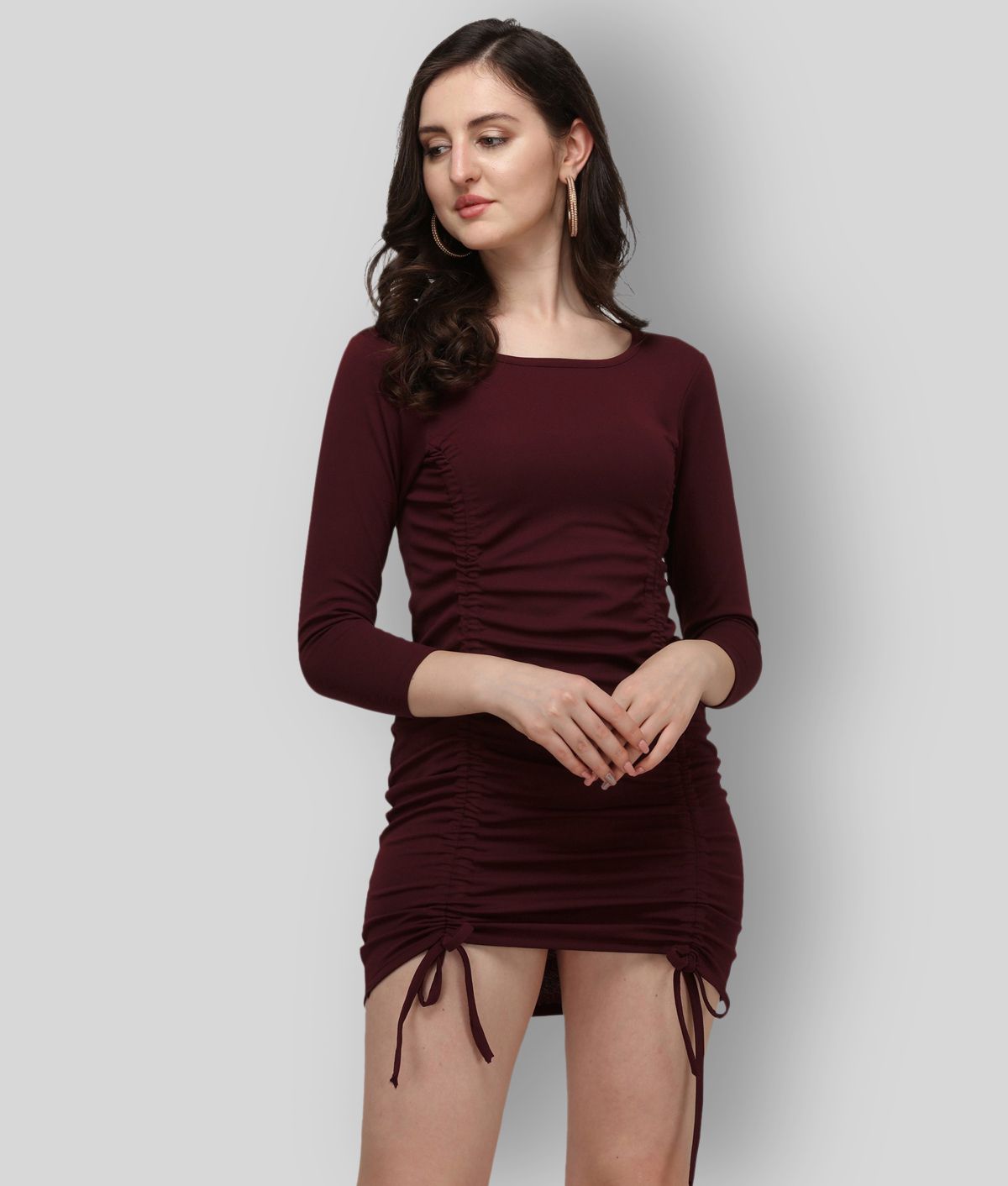     			Selvia - Maroon Cotton Blend Women's Bodycon Dress ( Pack of 1 )