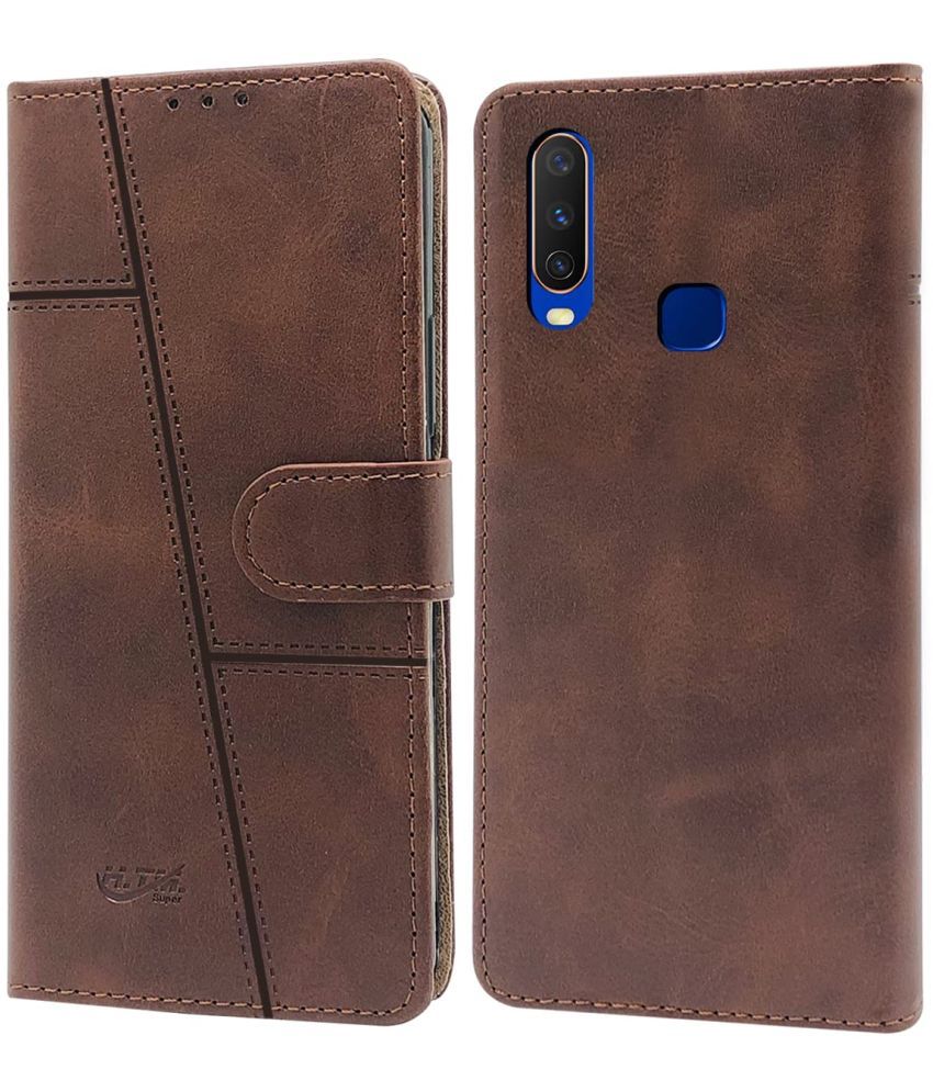    			NBOX - Brown Flip Cover Compatible For Vivo Y19 ( Pack of 1 )