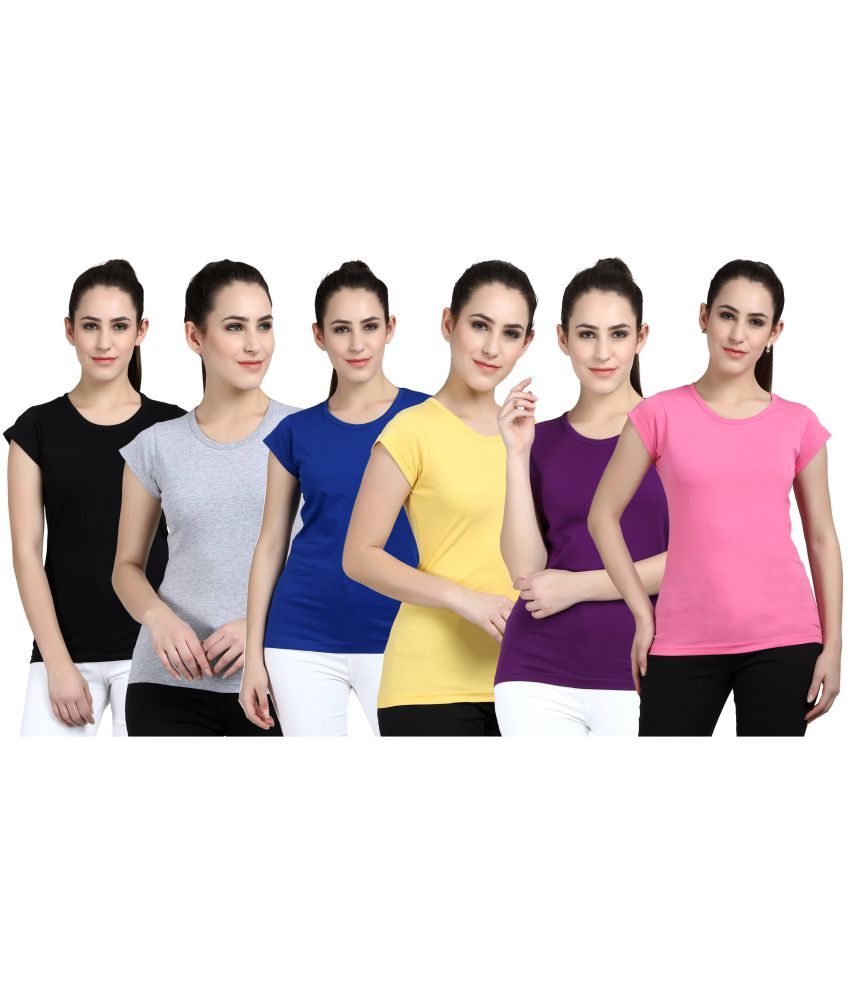     			Diaz - 100% Cotton Regular Multicolor Women's T-Shirt ( Pack of 6 )