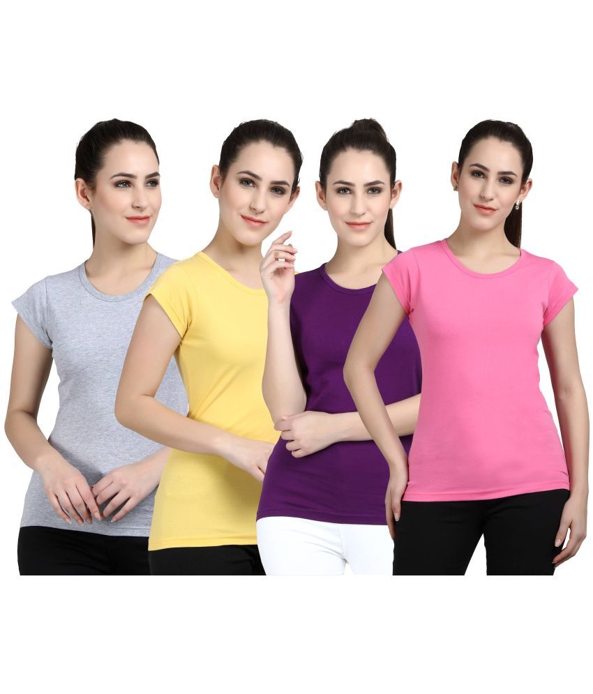     			Diaz - 100% Cotton Regular Multicolor Women's T-Shirt ( Pack of 4 )